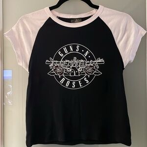 Guns N Roses Size M Graphic Rhinestone Baby Tee Shirt